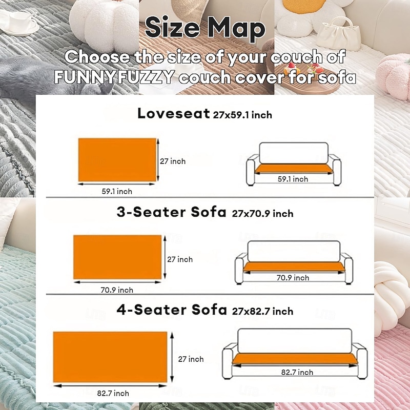 Couch Cover for Dogs Washable, Fuzzy Pet Couch Covers for Sofa, Box Cushion Couch Covers for 3 Cushion Couch Sofa Pet Friendly, Non Slip2