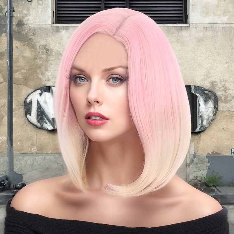 Synthetic Wig Bouncy Curl Water Wave Layered Haircut Deep Parting Machine Made Wig 30 inch A1 Synthetic Hair Women's Classic Comfortable Color Gradient Multi-color3