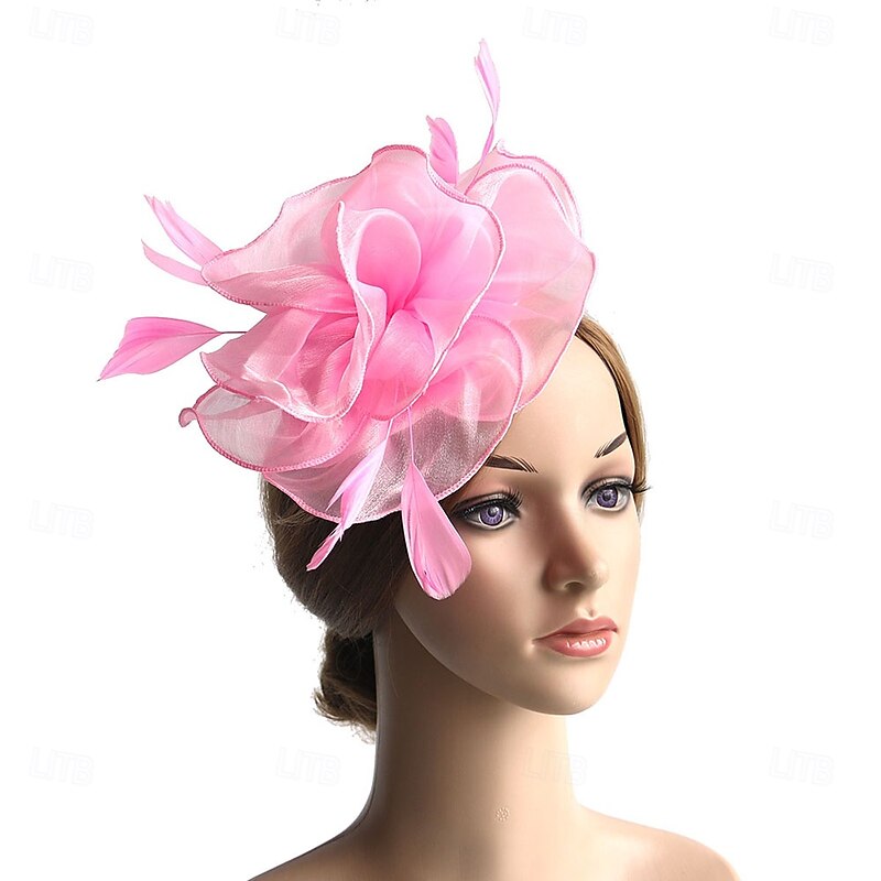 Fascinators Polyester Fedora Hat Floppy Hat Veil Hat Holiday Tea Party Kentucky Derby Horse Race Cocktail Elegant Vintage Cute With Feather Pure Color Headpiece Headwear2