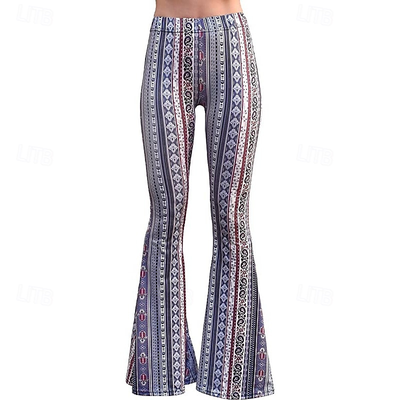 Retro Vintage 1960s Hippie Long Length Dude Funk Bell Bottom Pants Hippie Disco Printing Fit & Flare Fancy Dress Women's Carnival Costume Carnival Daily Wear Pride Parade Pride Month Adults' Pants3