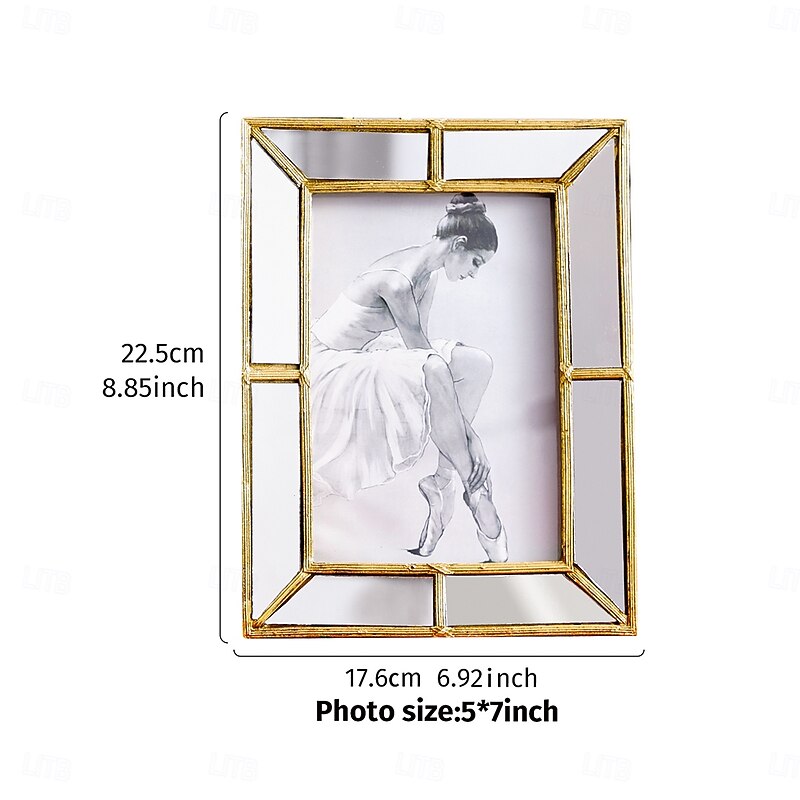 Minimalist Gold Border Photo Frame, 6x8 Inch Glass Inlaid Picture Frame, Resin Tabletop Display, Horizontal and Vertical Orientation, Home Decor for Bedroom, Study, Office Desk3