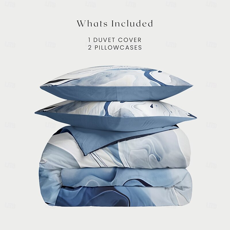 Marble Print Duvet Cover Full Size Bedding Set Bed Sets Quilt Cover Soft Lightweight Comforter Cover with 2 Pillowcases for Summer Spring2