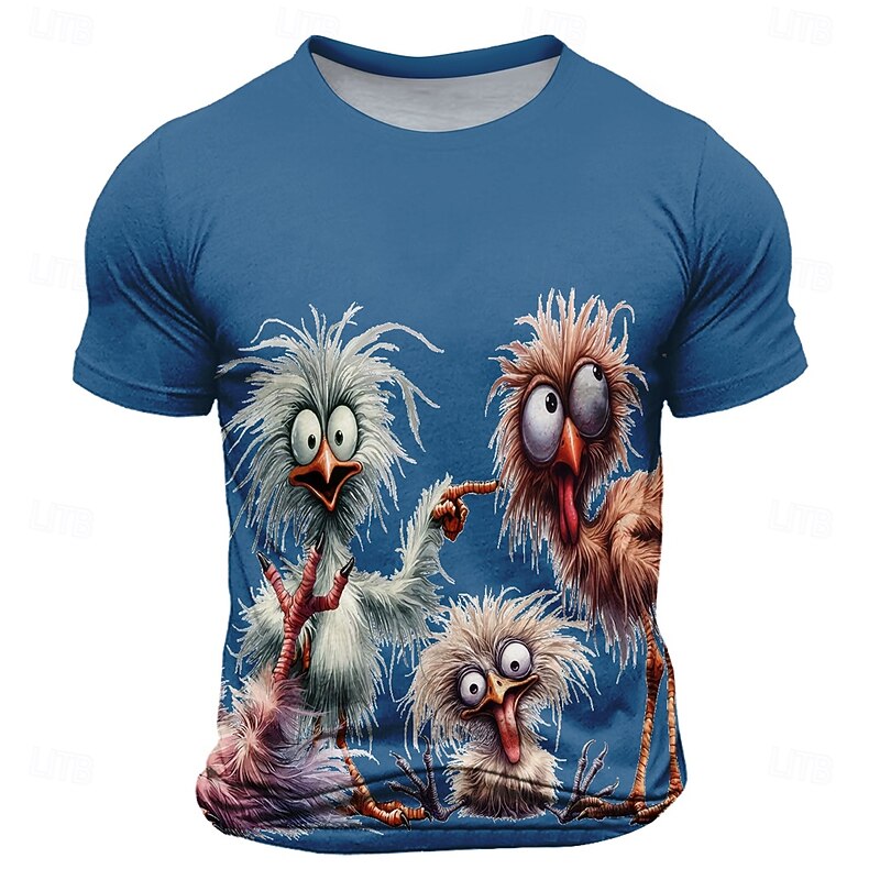 Men's Animal Funny T Shirt Short Sleeve T shirt 3D Print Crew Neck Shirt Exaggerated Designer Party Holiday Black White Blue Summer Spring Clothing Apparel S M L XL XXL XXXL3