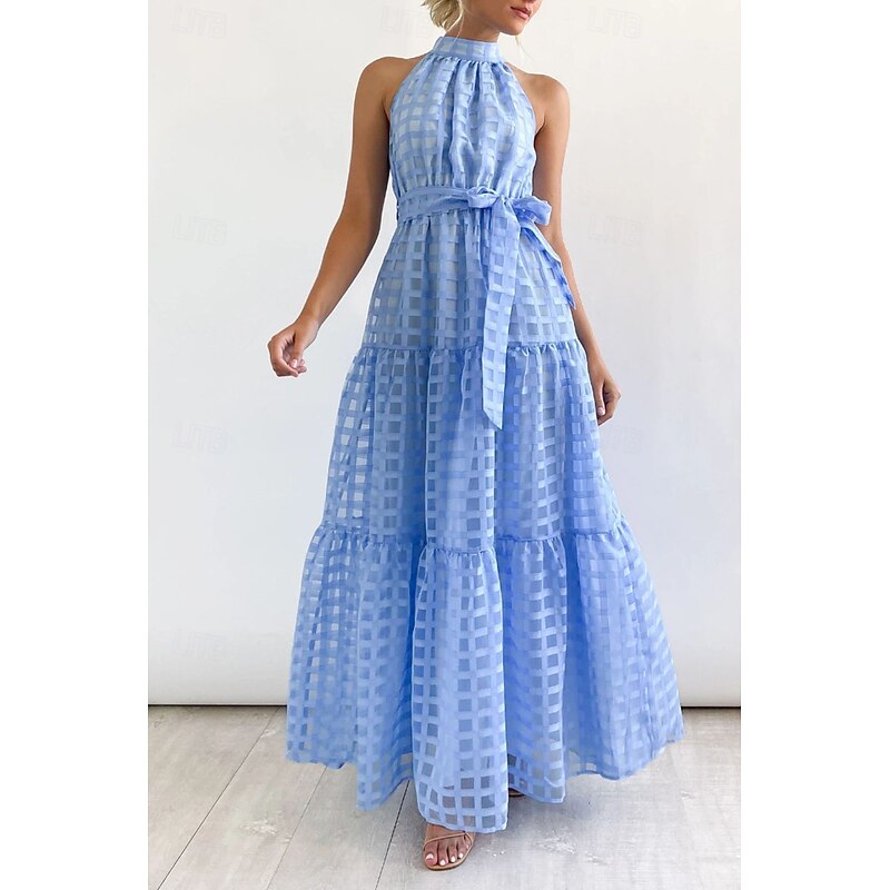 Women's Long Dress Maxi Dress Graduation Dress Halter Neck Dress Fashion Modern Holiday Graduation Date Regular Fit Plain Sleeveless Halter Neck Teal Black Light Purple Green Summer3