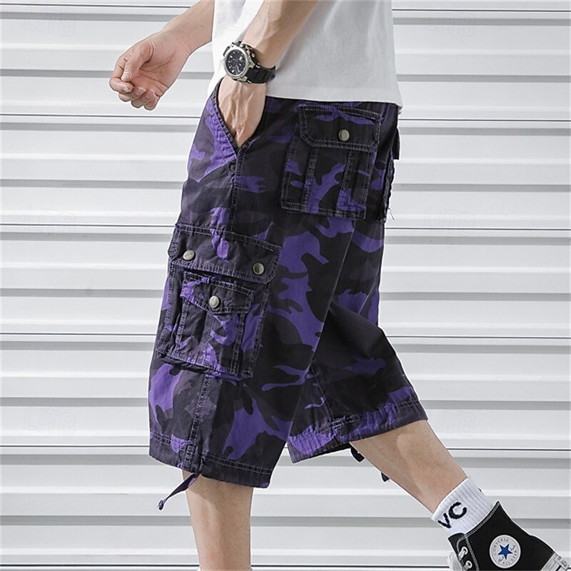 Men's Cargo Shorts Camo Shorts Shorts Summer Shorts Multi Pocket Flap Pocket Camo Camouflage Comfort Wearable Knee Length Outdoor Sport Daily Fashion Casual Camouflage Red Camouflage - Army Green4