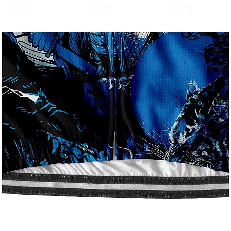 Men's Cycling Jersey Graffiti Short Sleeve Bike Tee Tshirt Jersey with 3 Rear Pockets Mountain Bike MTB Quick Dry Anatomic Design Wicking Breathable Sports Blue Clothing Apparel4