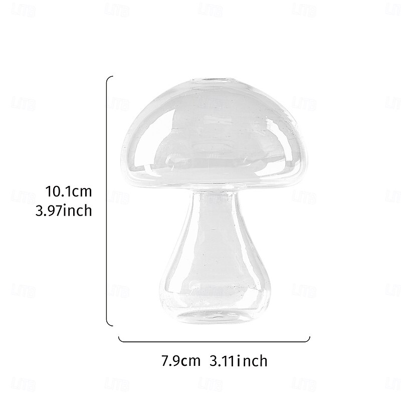 Transparent Glass Mushroom-Shaped Vase, Indoor Tabletop Floral Arrangement Container, Cozy Centerpiece for Home and Dining Room, Suitable for Flowers, Green Plants, and Hydroponic Decor2