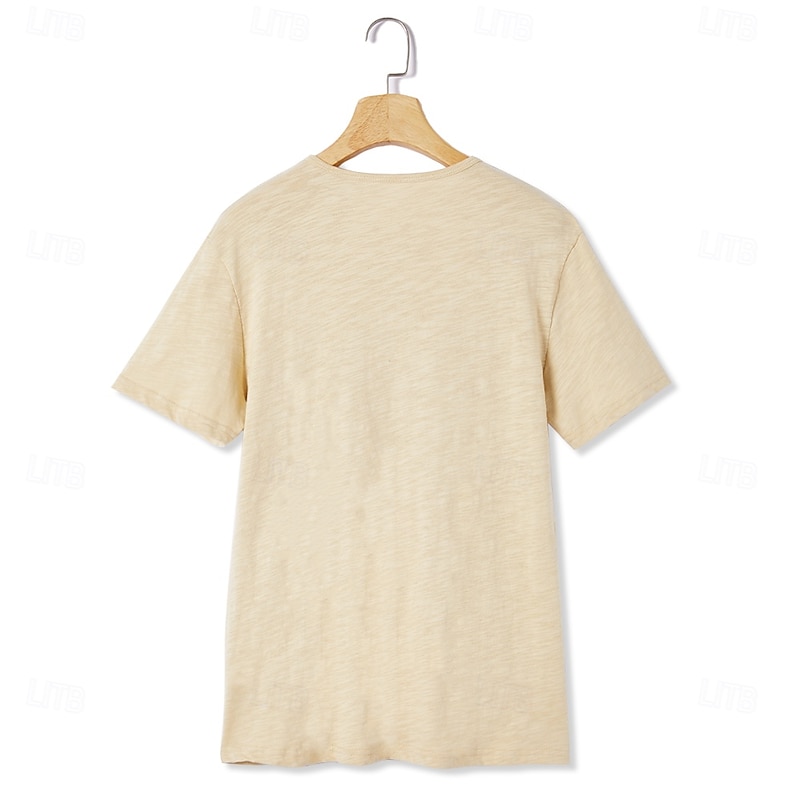 Men's T Shirt Henley Shirt Tee Top Short Sleeves Plain Designer Basic Modern Contemporary Buttons Henley Vacation Street Going out Summer Wine Black White Henley T-Shirt4