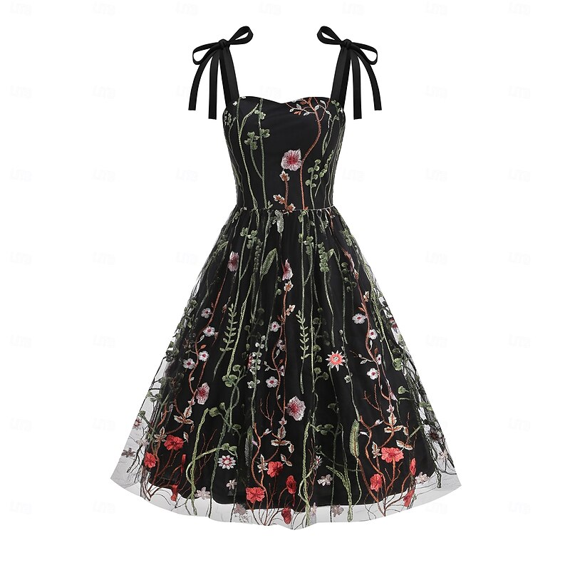 Retro Vintage 1950s Vintage Dress Dress Swing Dress Embroidered Floral Fancy Dress Women's Carnival Masquerade Daily Wear Bachelorette Party Adults' Dress Homecoming Dresses4
