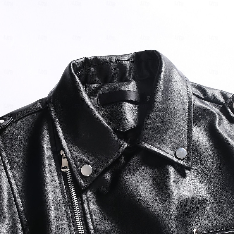 Retro Vintage 1980s Motorcycle Vest Leather Vest Bikers Rocker Glossy Finish Fancy Dress Men's Party Casual Daily Pride Parade Adults' Spring & Summer4