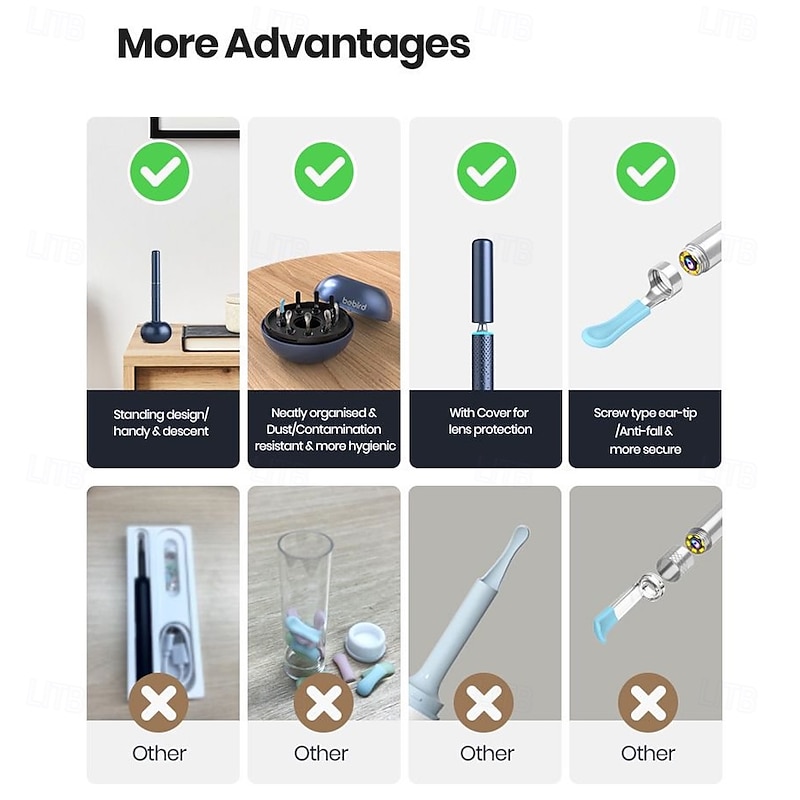 Bebird M9S Ear Care Wax Removal Tool Camera Cleaning Kit- Wireless Cleaner Ear Viewing Scope OTO-Scope with Camera & Light - Video Earpick with 9 Replacement Tips3