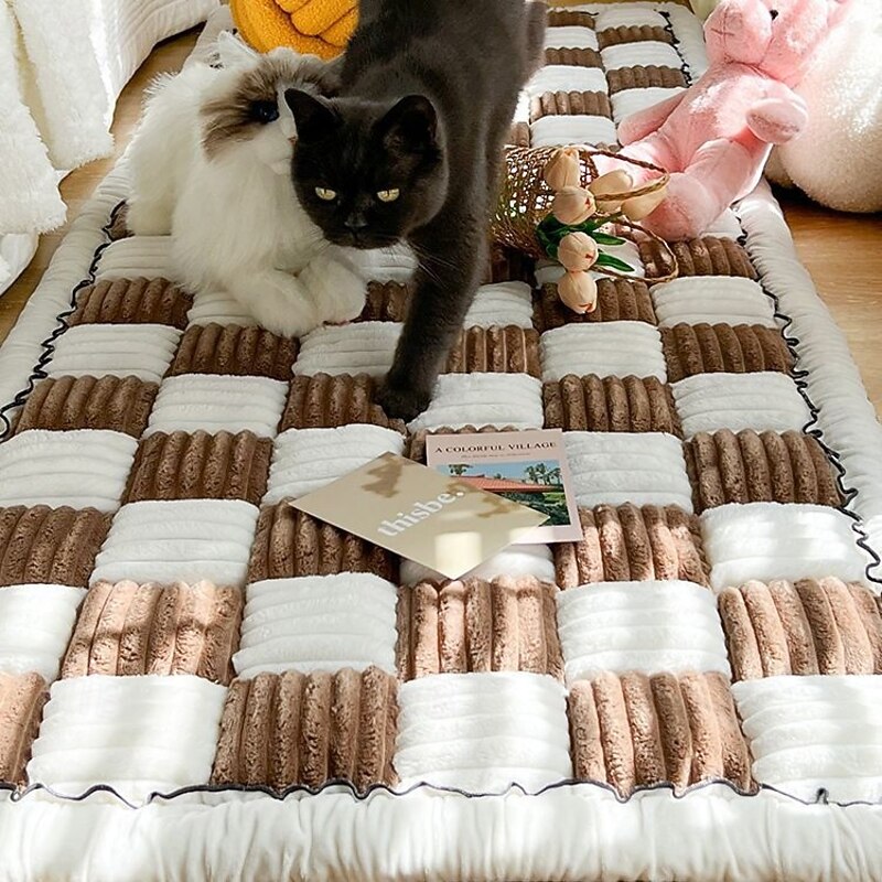 Pet Couch Covers for Sofa, Box Cushion Couch Covers for Dogs Washable Dog Couch Cover Protector Cream-Colored Furniture Sofa Covers for Dog Handmade Pure Cotton Pet Bed Mat4