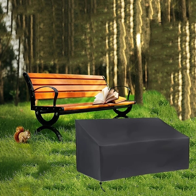 1pc 420D Oxford Outdoor Bench Dust Cover Furniture Cover Outdoor Patio Furniture Cover, Black3