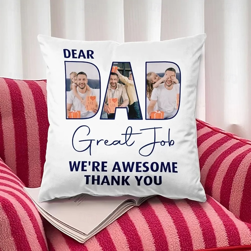 Personalized Pillow Cover Father's Day Custom Pillow Face Pillow Funny Gift for Dad Cushion Cover Throw Pillow Ideal Gift Personalized Love Gifts2