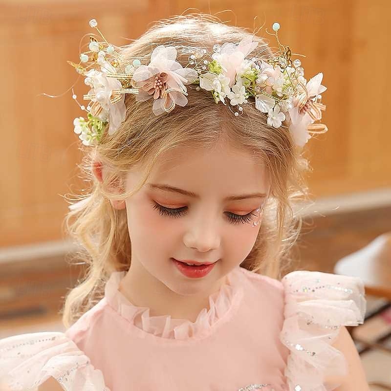 Kids Girls' Hair Accessories Flower Wreath Sweet Party Birthday Floral Green 2025 - $7.99