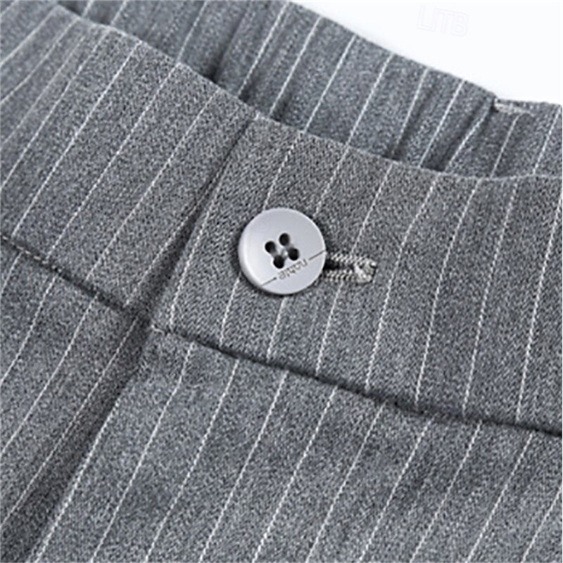 Men's Dress Shorts Work Shorts Golf Shorts Pocket Stripes Comfort Breathable Knee Length Outdoor Business Sports Casual Black Light Grey3