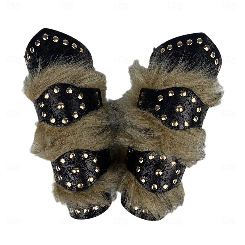 Retro Vintage Medieval Renaissance Wristband Arm Guards Warrior Viking Fancy Dress Men's Viking Halloween Carnival Performance Party LARP Adults' Arm Guards4