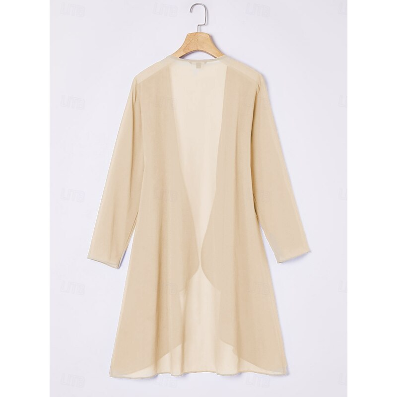 Women's Dressy Tops Flowy Tops Chiffon Tops Elegant Long Sleeve Asymmetrical Long Tops Wedding Guest Champagne Summer Spring Fall4