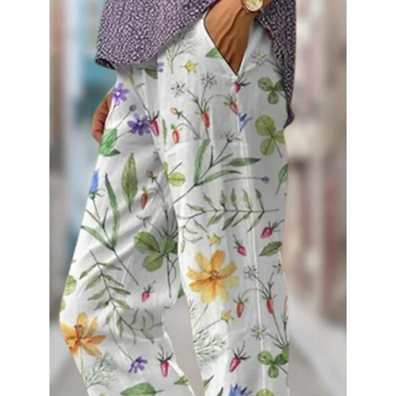 Women's Cotton Linen Baggy Pants Chinos Fashion Streetwear Ankle-Length Medium Waist Graphic Pocket Comfy Soft Comfortable Micro-elastic Outdoor Street Magenta Navy Light Green Burgundy Regular Fit3