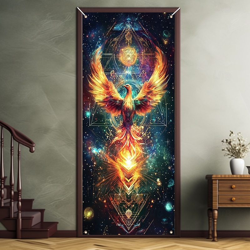 Fantasy Phenix Door Decorations Door Covers Door Tapestry Door Curtain Decoration Backdrop Indoor/Outdoor Door Banner for Front Door Farmhouse2