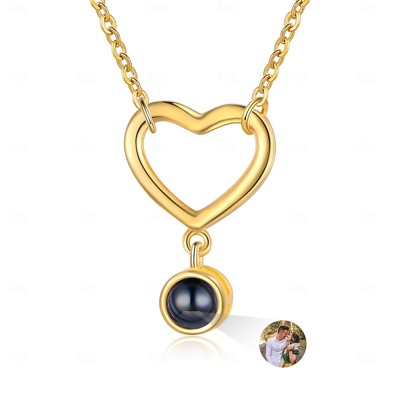 Personalized Heart Necklace Custom Best Gift for Mom - Custom Photo Projection Pendant, Meaningful Gift for Mother, Grandmother, Wife, Girlfriend, Perfect for Women's Day
