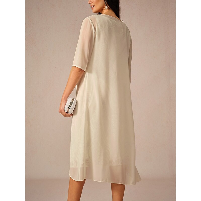 Women's Chiffon Cover-Up Jacket Solid Color Elegant Stylish Half Sleeve  Champagne Summer Spring2