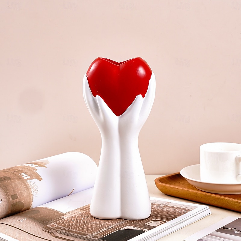 Heart-Shaped Handheld Vase, Resin Material, Artistic Human Design, Unique Modern Decorative Flower Vase, Centerpiece for Dining Table, Wedding, and Living Room Decor4