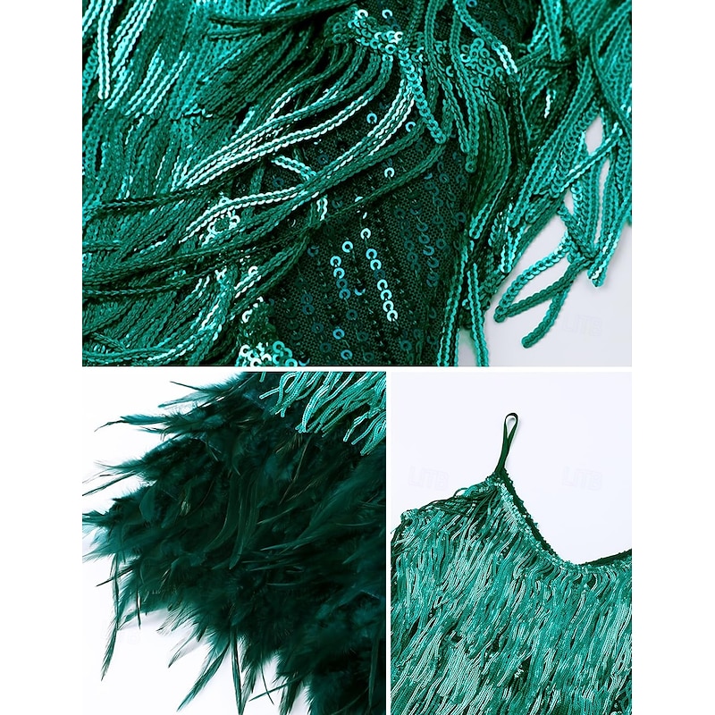 Roaring 20s 1920s Flapper Dress Dress The Great Gatsby Tassel Fringe Feather Tassel Feathers Fancy Dress Women's Masquerade Wedding Wedding Guest Party / Evening Adults Dress Homecoming Dresses4