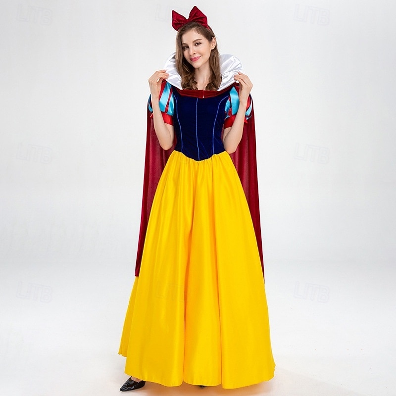 Snow White Princess Fairy Dress Cosplay Costume Cloak Dress Up Movie Cosplay for Women's Adults' Halloween Carnival World Book Day Performance Party