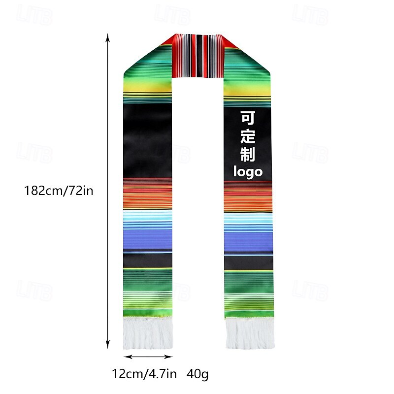 Unisex Graduation Stole, Plain Graduation Sash, Honor Stole for Students, Rainbow Tassel Mexican Graduation Sash, Honor Ceremony Satin Stole4