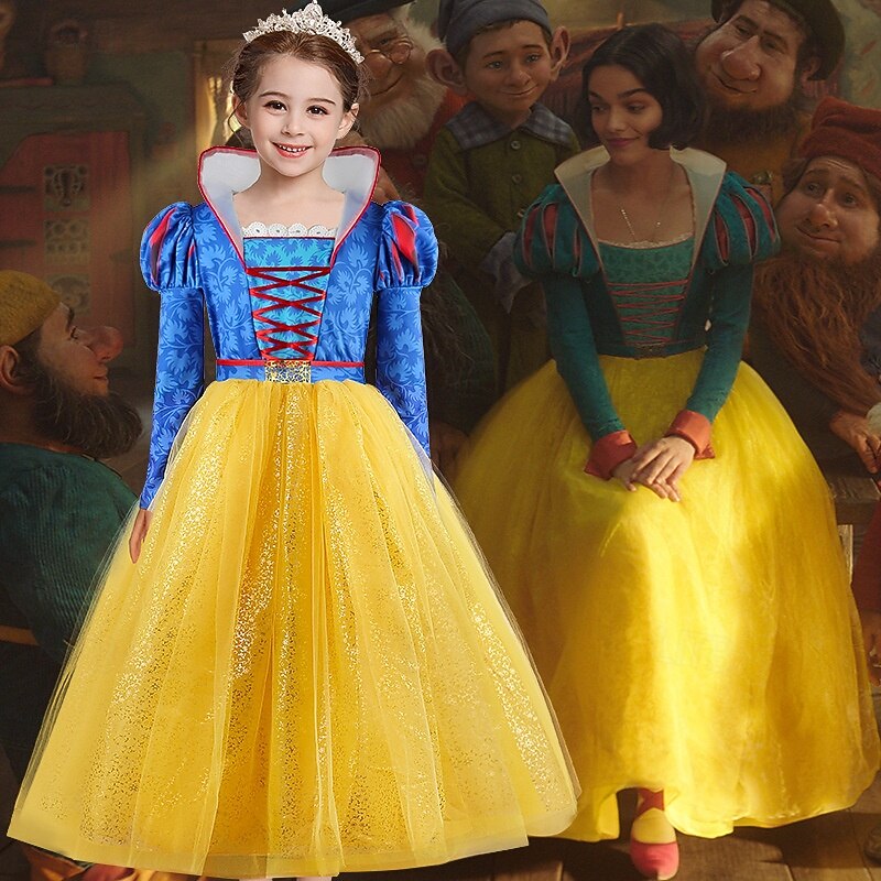 Snow White Princess Fairy Dress Cosplay Costume Tulle Dresses Carnival Costume Dress Up Movie Cosplay for Girls' Kid's Halloween Carnival World Book Day Performance Party