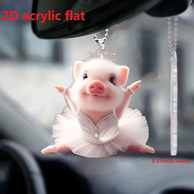 2D Explosion of Cute Piggy Car Interior Acrylic Charm Pendant Key Charm Cute Keychain Cute Car Accessories Car Decoration3