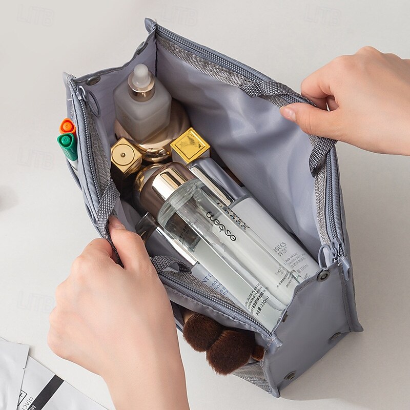 Double Zipper Handheld Inner Makeup Bag Portable Layered Multifunctional Cosmetics Storage Bag4