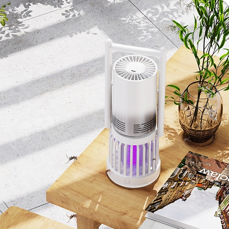 Electric Mosquito Killer Lamp with Fan Rechargeable Bug Zapper Electric Fly Traps for Home Camping Backyard Patio Garden with Fan Function2