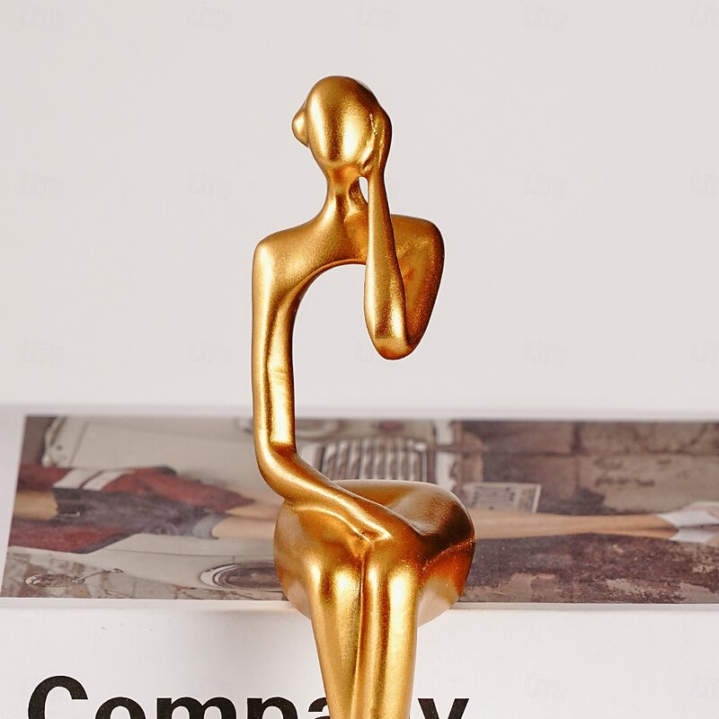 Gold Creative Abstract Figurine, 3*6 Inch Resin Modern Art Sculpture, Home Decor for Dining Room, Parties, and Tabletop Decoration4