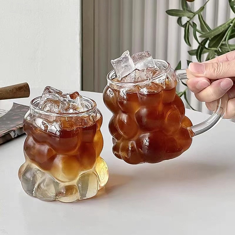Grape-Shaped Glass Mug, High Borosilicate Glass Cup with Handle, Milk, Coffee, Tea, Breakfast Drinkware