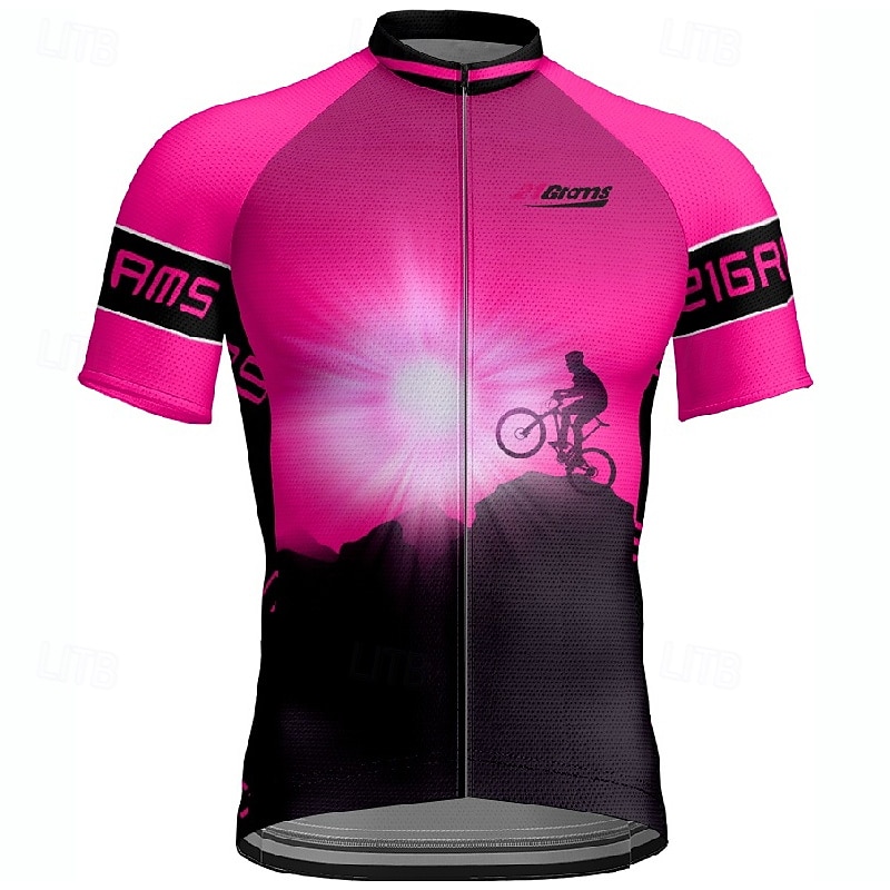 Men's Cycling Jersey Letter & Number Short Sleeve Bike Tee Tshirt Jersey with 3 Rear Pockets Mountain Bike MTB Quick Dry Anatomic Design Wicking Breathable Sports Wine Red Yellow Red Clothing Apparel