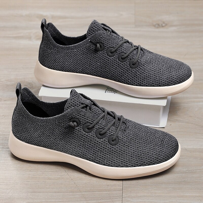 Men's Lightweight Breathable Knit Sneakers - Casual Lace-Up Walking Shoes for Daily Wear & Travel3