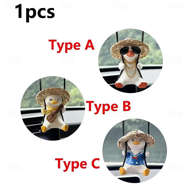 Car Pendant Cute Anime Little Duck Swing Auto Rearview Mirror Hanging Ornaments Interior Decoraction Accessories for Girls Gifts2