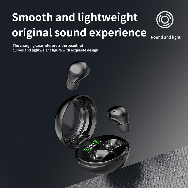 Wireless 5.3 Mini Sleep Headphones with Fingerprint Touch HiFi Stereo Sound LED Digital Display Tangle-Free Cable Semi-Open-Back Earphones for Exercise2