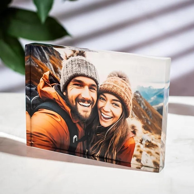 Personalized Photo Block Acrylic Glass Photo Block Custom Acrylic Block Photo Crystal Wedding gift Birthday Father's Day Weddings2