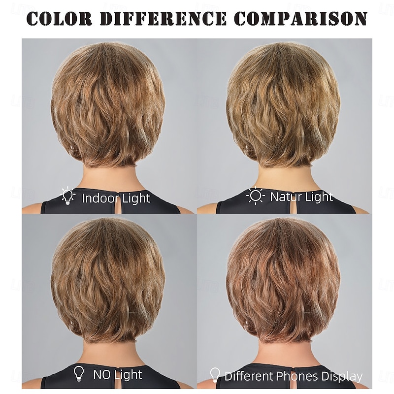 Synthetic Wig Wavy Water Wave Layered Haircut Asymmetrical Machine Made Wig 12 inch A1 Synthetic Hair Women's Classic Comfortable Highlighted / Balayage Hair Blonde4