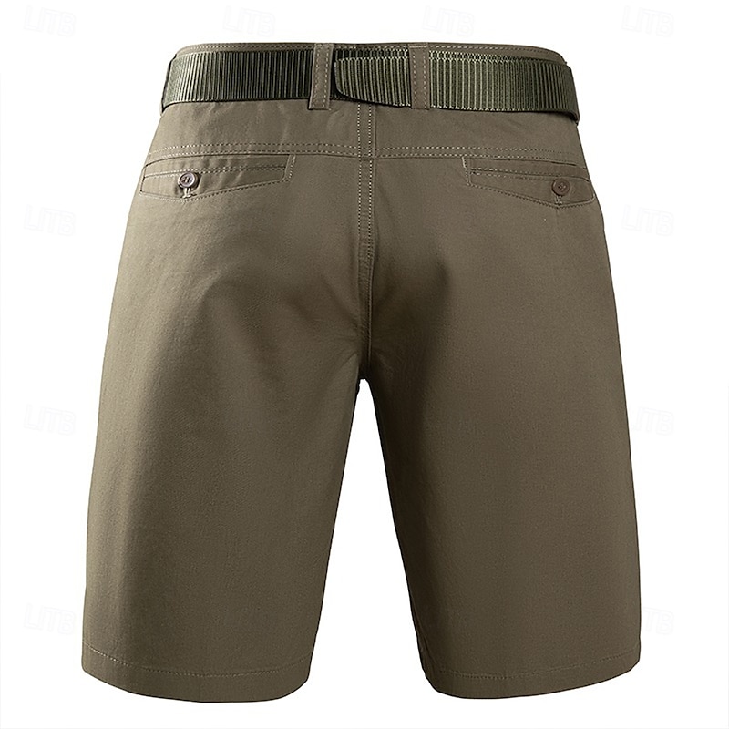 Men's Shorts Dress Shorts Summer Shorts Work Shorts Golf Shorts Buttons Multi Pocket Plain Comfort Wearable Knee Length Outdoor Daily Holiday Fashion Casual Black Army Green3