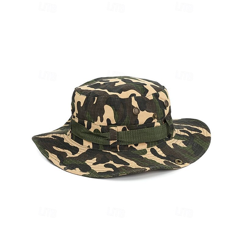 Men's Wide Brim Sun Hat - Foldable Outdoor Wide Brim Hat with Chin Strap, Breathable and UV Protection for Hiking, Fishing, Camping and Hunting