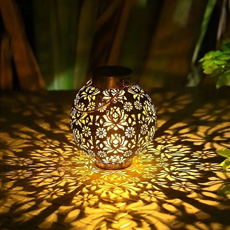 LED Solar Lights Outdoor Hanging Lantern Metal Garden Decoration LED Lights for Yard Patio Lawn Tabletop Pathway Landscape Garden Decoration