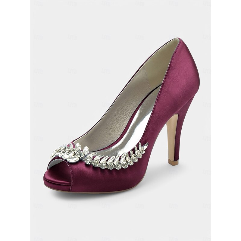 Blue Satin Peep-Toe Heels with Crystal Embellishment – Luxury Women's Wedding & Prom Shoes4