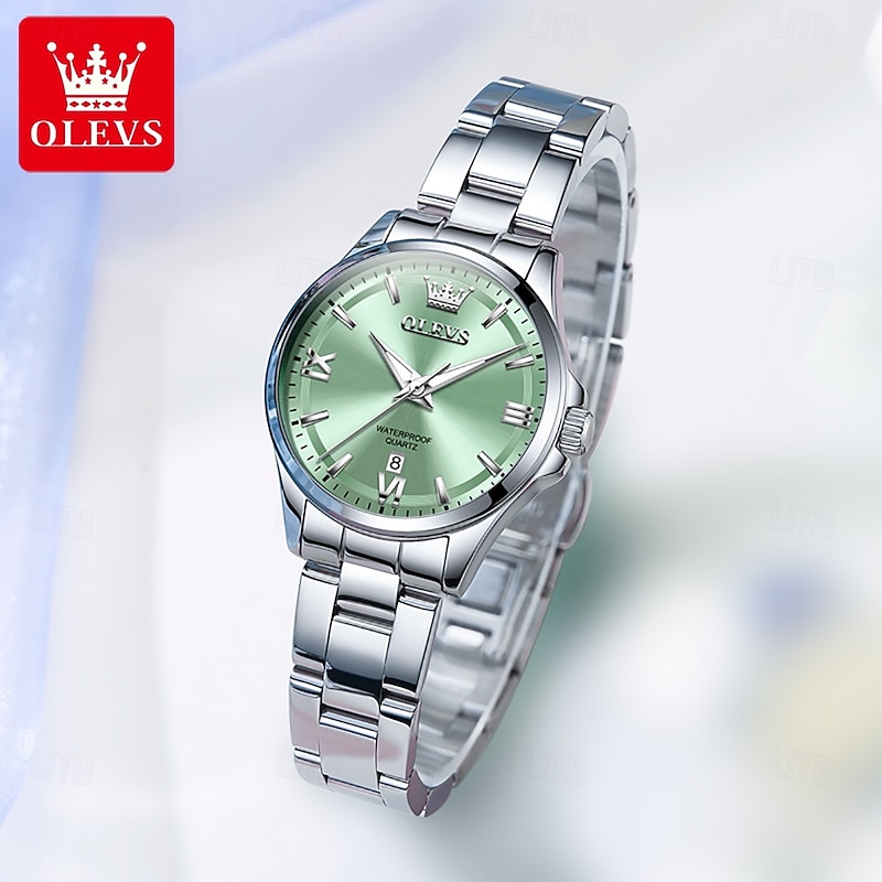 OLEVS 3668 New Women's Quartz Wristwatch Silver Solid Steel Strap Waterpoof Luminous Watch for Woman Simple Fashion Ladies Watch3