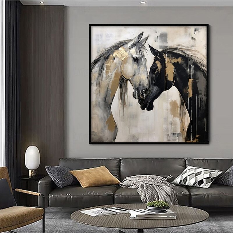 Handmade Oil Painting Canvas Wall Art Decoration Modern Simple Style Steed for Home Dance Studio Decor Rolled Frameless Unstretched Painting