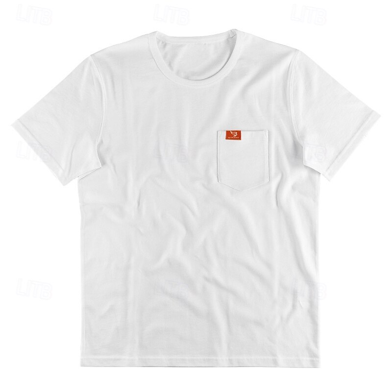Men's T Shirt Tee Top Short Sleeve Short Sleeves Crew Neck Summer Solid Color Fashion Designer Basic Pocket Vacation Street Casual Black White Gray Top Tee for Men2
