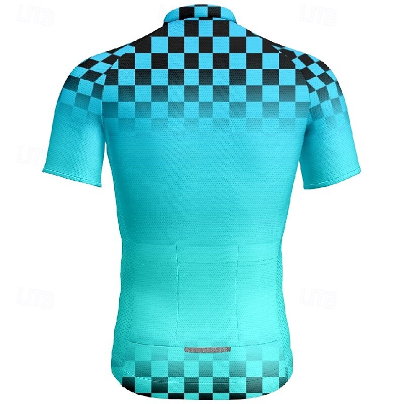 Men's Cycling Jersey Plaid Gradient Short Sleeve Bike Tee Tshirt Jersey with 3 Rear Pockets Mountain Bike MTB Quick Dry Anatomic Design Wicking Breathable Sports Yellow Red Blue Clothing Apparel2